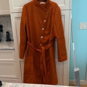 Grace Karin Rust Trench Coat with Gold Buttons